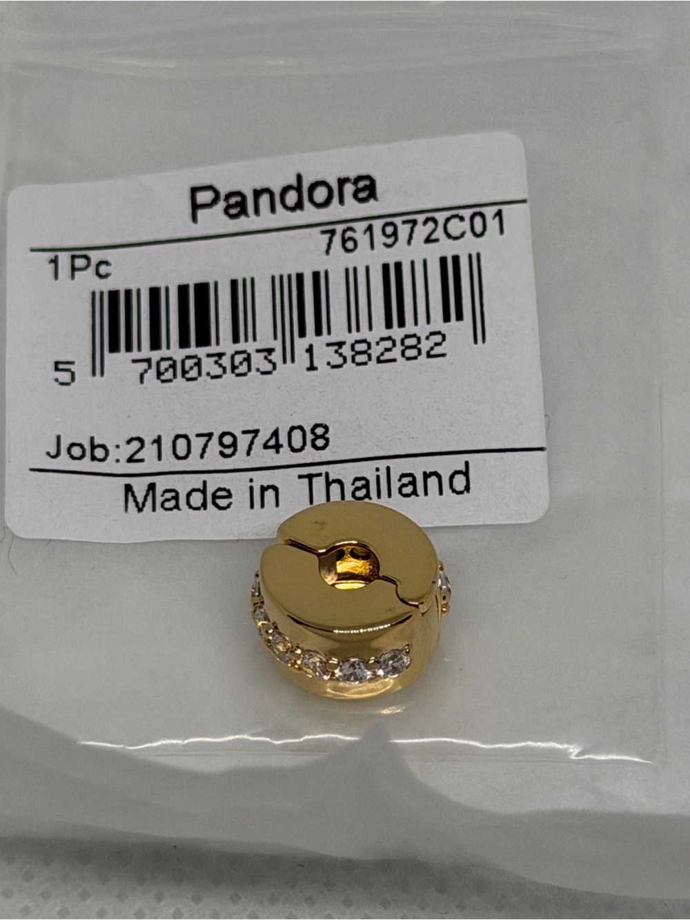 Pandora Gold Clip Charm with Clear Stones - 761972C01